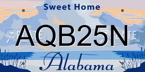 AQB25N Alabama License Plate