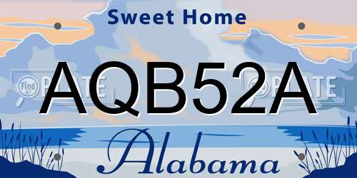 AQB52A Alabama License Plate