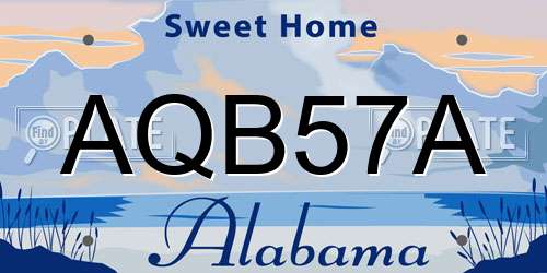 AQB57A Alabama License Plate