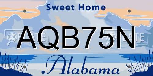 AQB75N Alabama License Plate