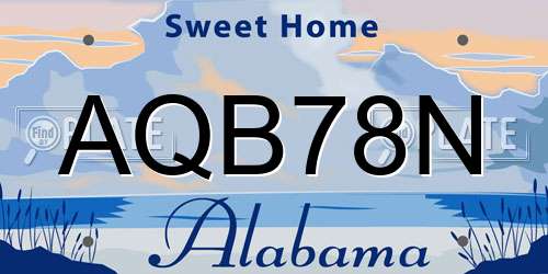 AQB78N Alabama License Plate