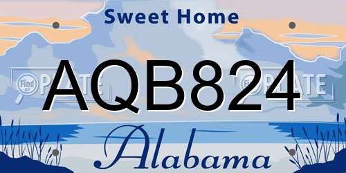 AQB824 Alabama License Plate