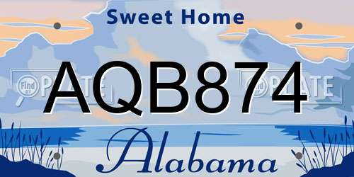 AQB874 Alabama License Plate