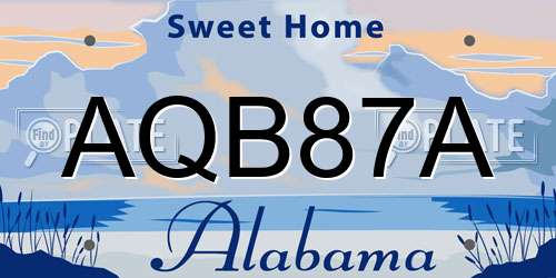 AQB87A Alabama License Plate