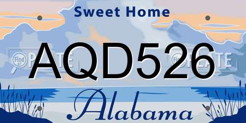 AQD526 Alabama License Plate