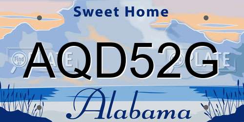 AQD52G Alabama License Plate