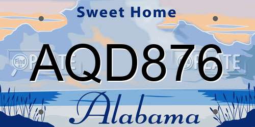 AQD876 Alabama License Plate