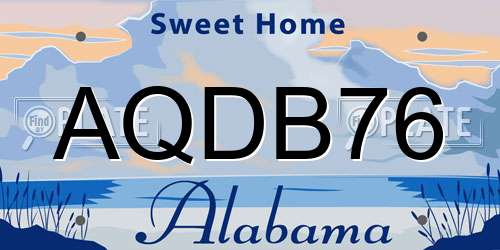 AQDB76 Alabama License Plate