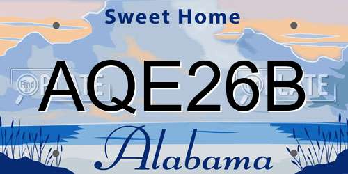 AQE26B Alabama License Plate