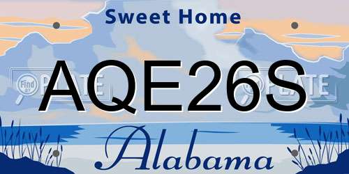 AQE26S Alabama License Plate