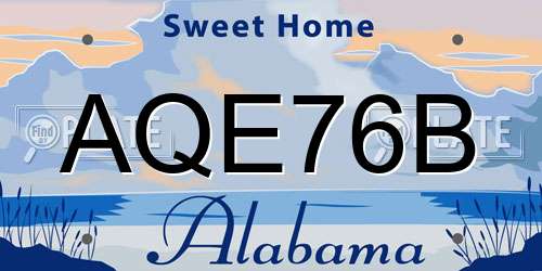 AQE76B Alabama License Plate