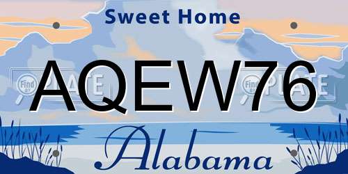 AQEW76 Alabama License Plate