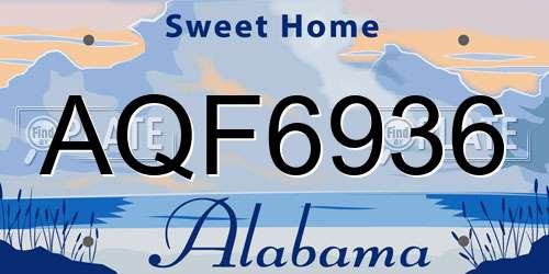AQF6936 Alabama License Plate