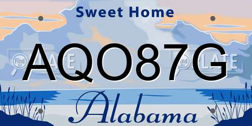 AQO87G Alabama License Plate