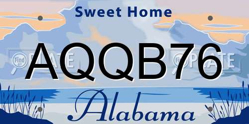 AQQB76 Alabama License Plate