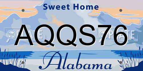 AQQS76 Alabama License Plate