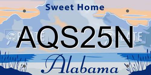 AQS25N Alabama License Plate