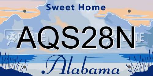 AQS28N Alabama License Plate