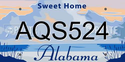 AQS524 Alabama License Plate