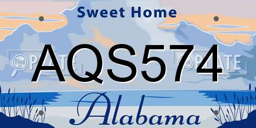 AQS574 Alabama License Plate