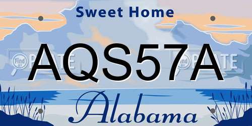 AQS57A Alabama License Plate