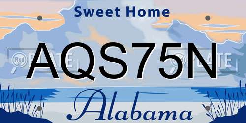 AQS75N Alabama License Plate