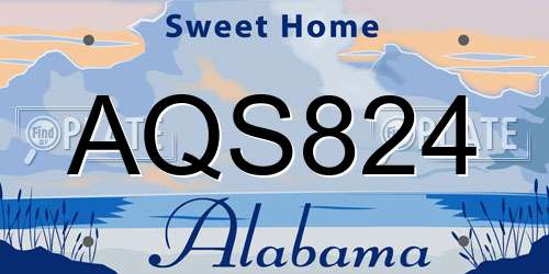 AQS824 Alabama License Plate