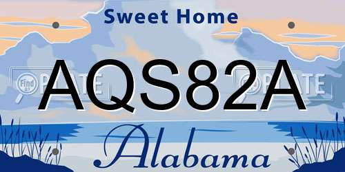 AQS82A Alabama License Plate