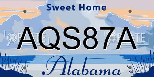 AQS87A Alabama License Plate