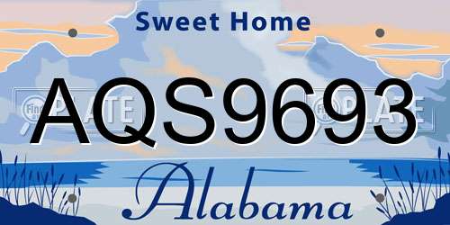 AQS9693 Alabama License Plate