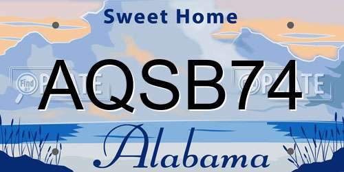 AQSB74 Alabama License Plate