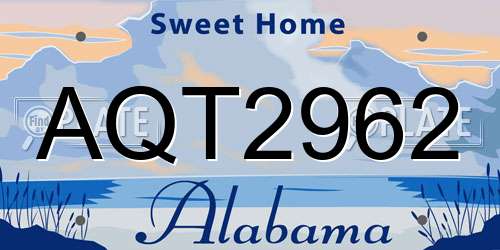 AQT2962 Alabama License Plate