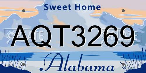 AQT3269 Alabama License Plate