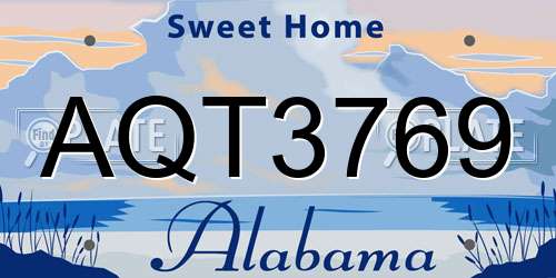 AQT3769 Alabama License Plate