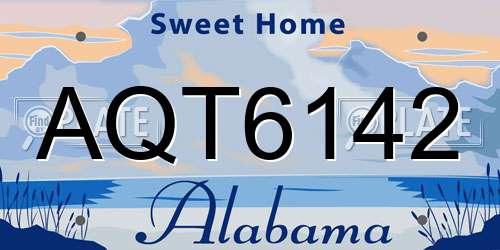 AQT6142 Alabama License Plate