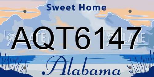 AQT6147 Alabama License Plate