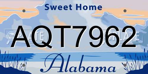 AQT7962 Alabama License Plate