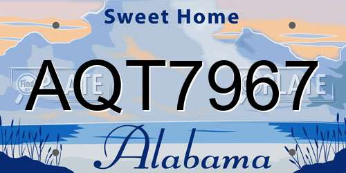 AQT7967 Alabama License Plate