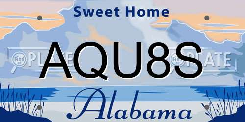 AQU8S Alabama License Plate