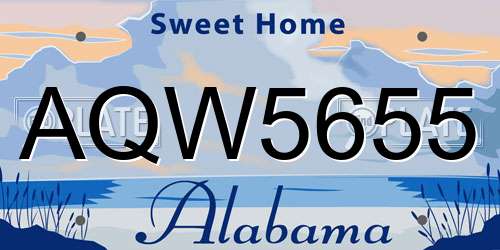 AQW5655 Alabama License Plate