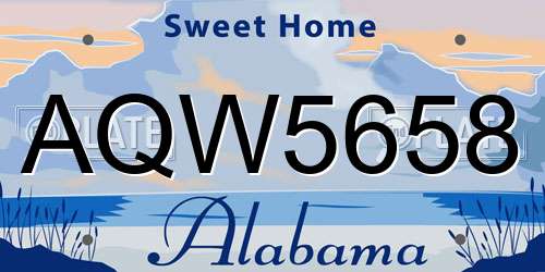AQW5658 Alabama License Plate