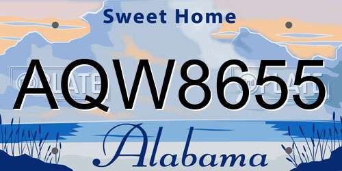 AQW8655 Alabama License Plate