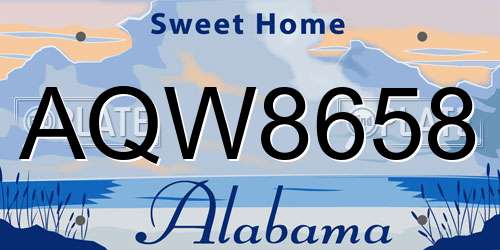AQW8658 Alabama License Plate