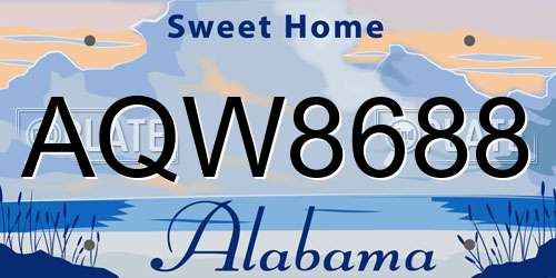 AQW8688 Alabama License Plate