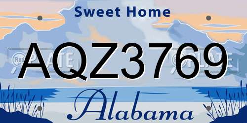 AQZ3769 Alabama License Plate