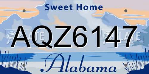 AQZ6147 Alabama License Plate