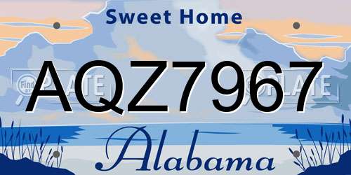 AQZ7967 Alabama License Plate