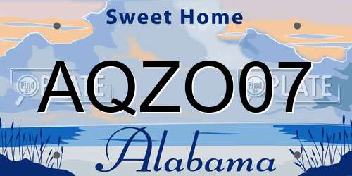 AQZO07 Alabama License Plate