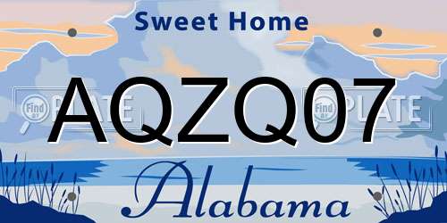 AQZQ07 Alabama License Plate