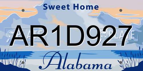 AR1D927 Alabama License Plate